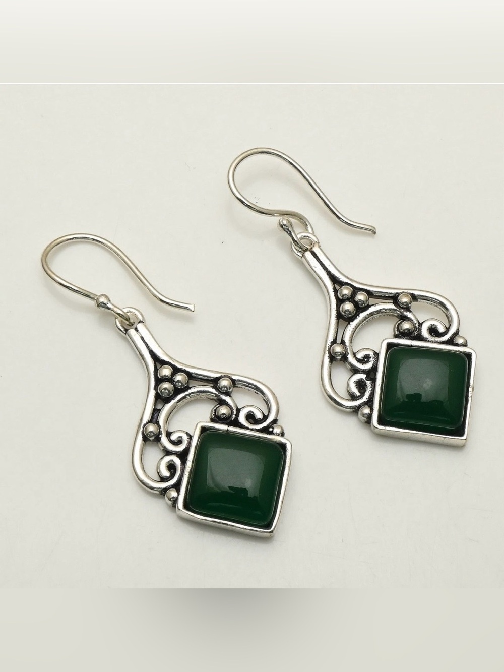Green Onyx Gemstone Handmade Drop Dangle Earrings